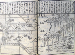 餘景作り庭の図藤棚